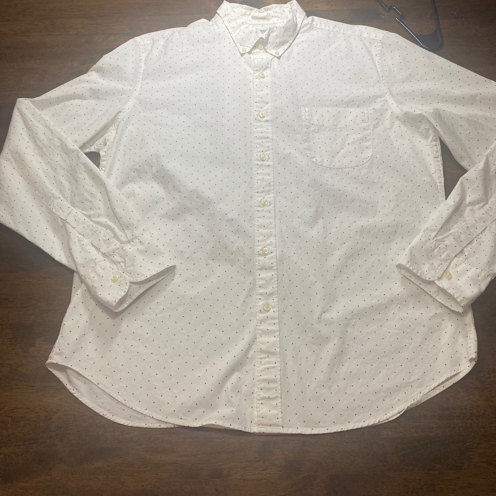 J Crew Classic Mens Shirt Button Down Geometric Pattern Sz Lg Made in USA